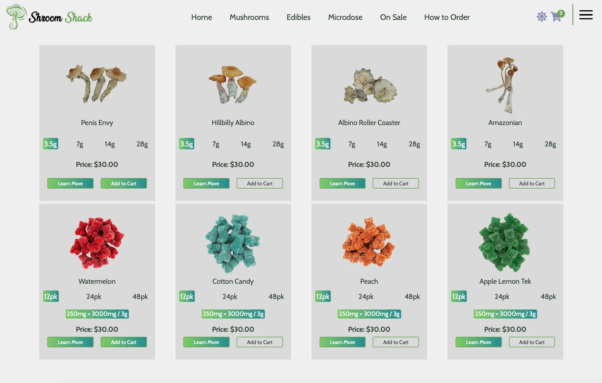 screen shots of ordering and shipping process