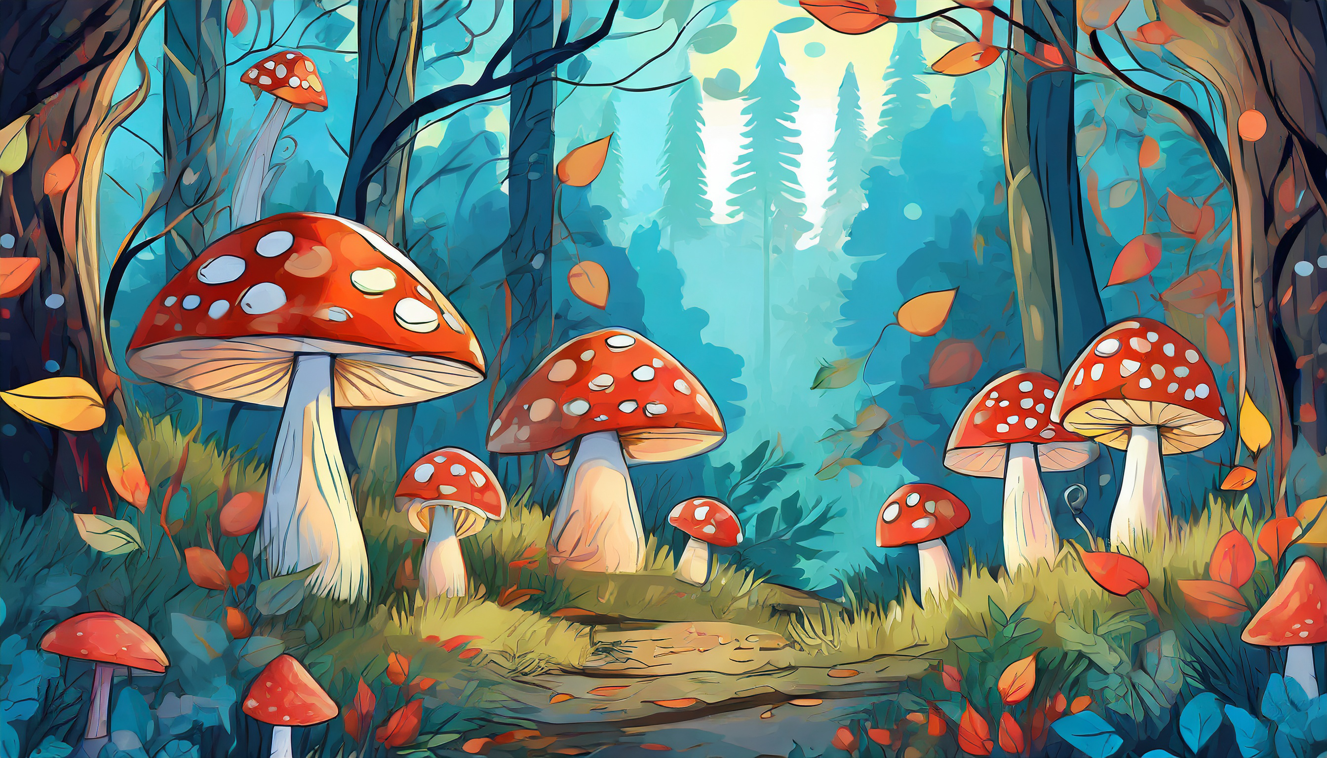 Banner with red mushrooms